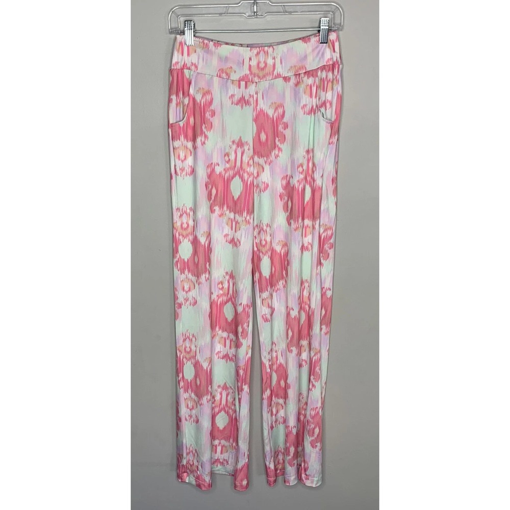 Jean-Pierre Klifa Wide Leg Pants Womens M Pink Ikat Resort Coastal Paris Palazzo